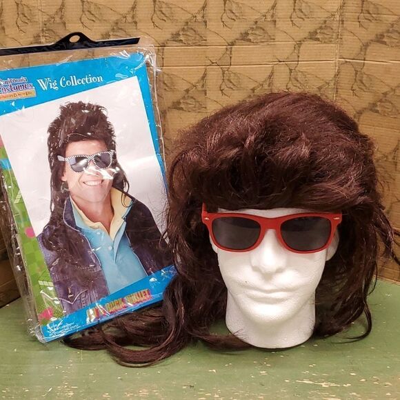 About this item Includes 80s rock Mullet Wig, Brown Only available in one size - Picture 1 of 5